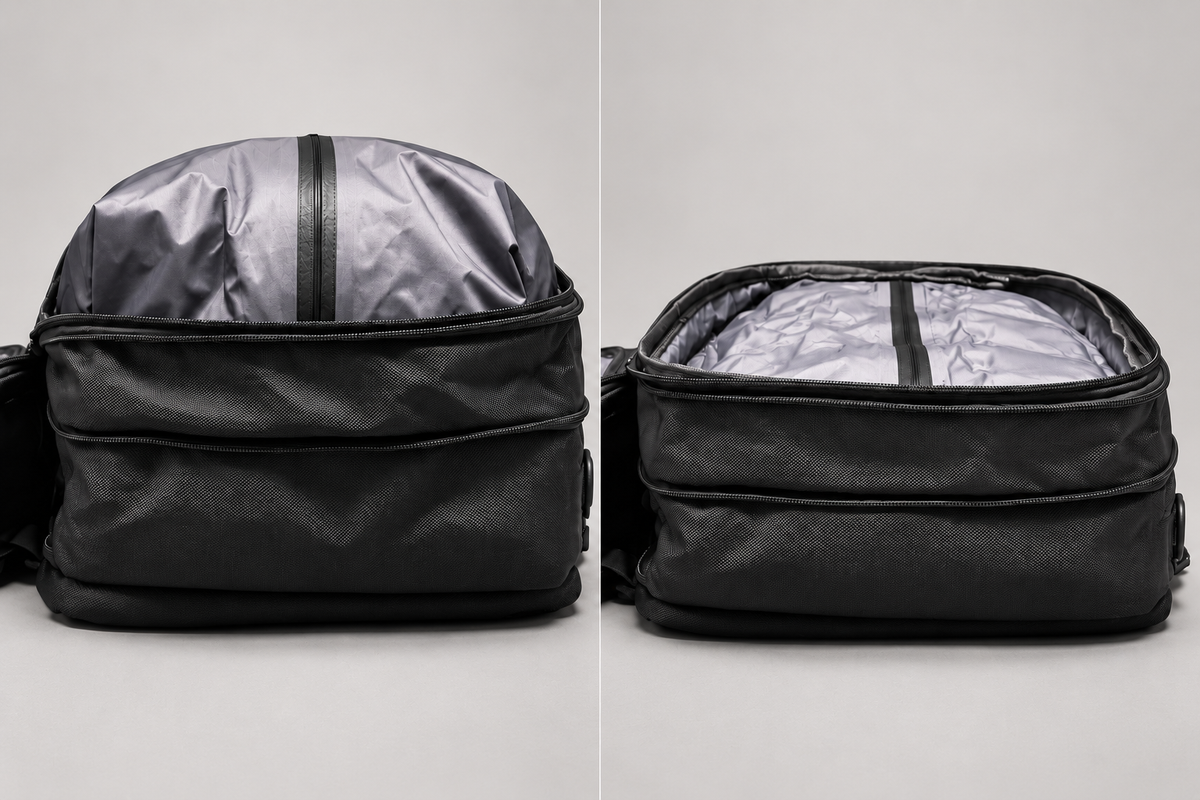 STOWD ONE vacuum compartment before and after compression