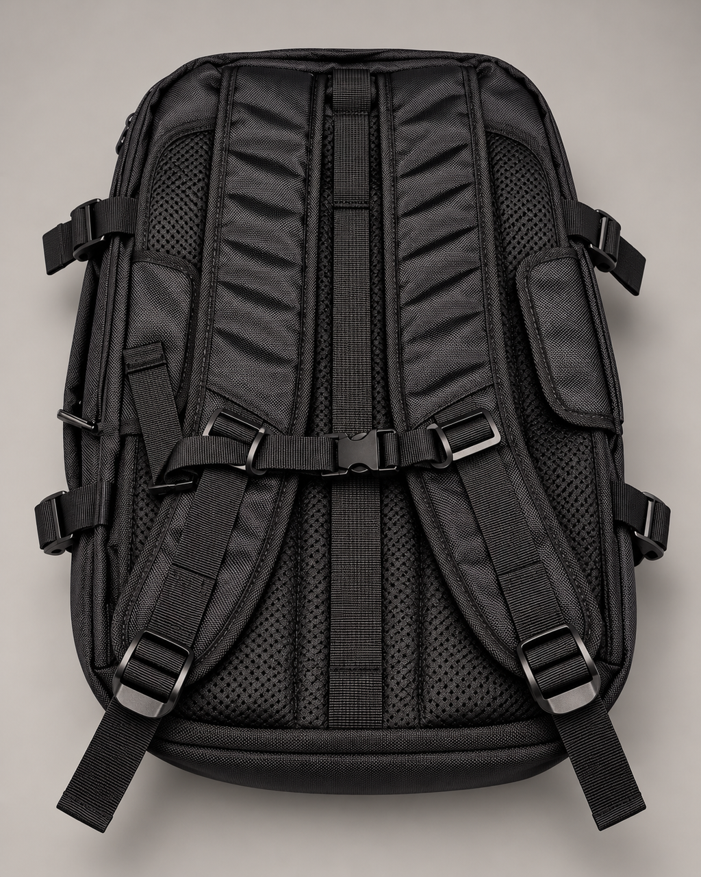Rear view of STOWD ONE showing padded back panel and adjustable shoulder straps