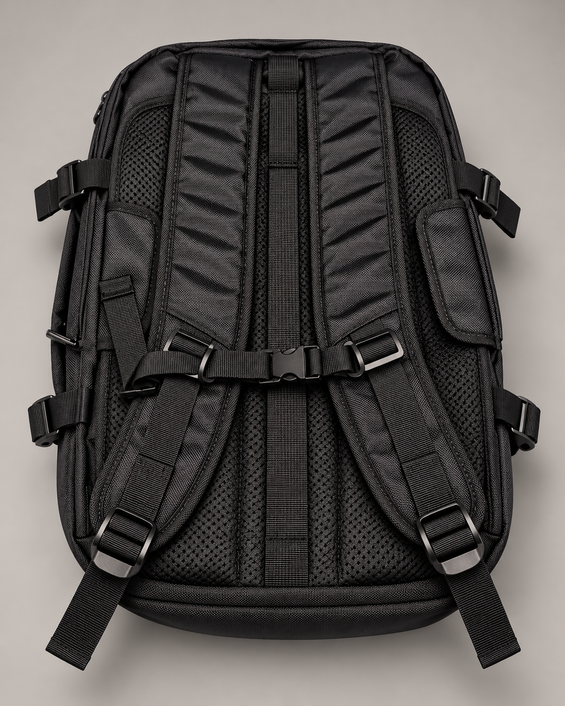 Rear view of STOWD ONE showing padded back panel and adjustable shoulder straps